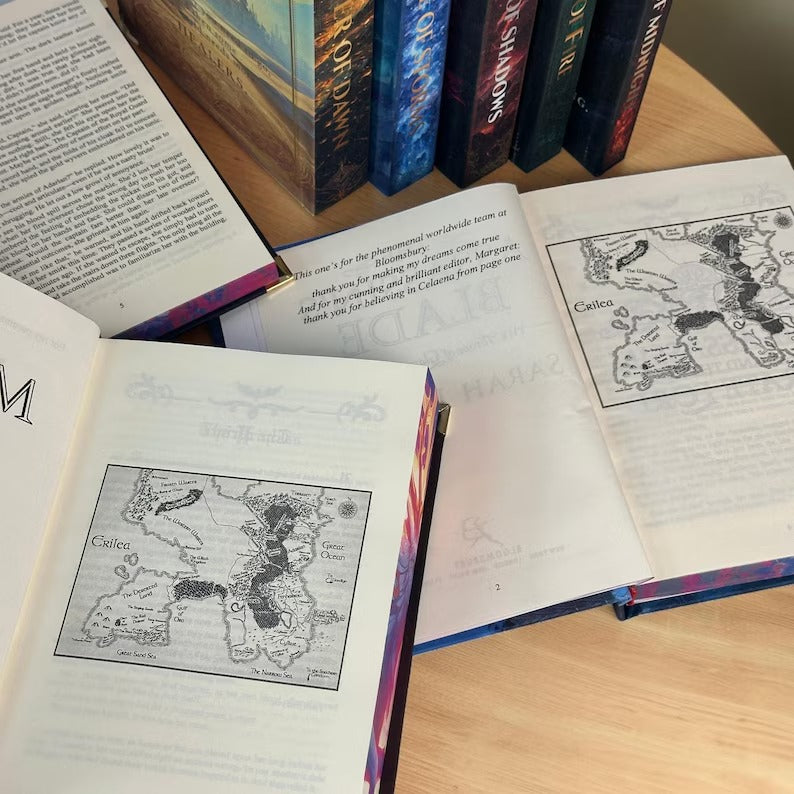 Throne of Glass 8 Book Set, Handmade Rebound Hardcovers, Illustrated Edges, Fantasy Reader Gift