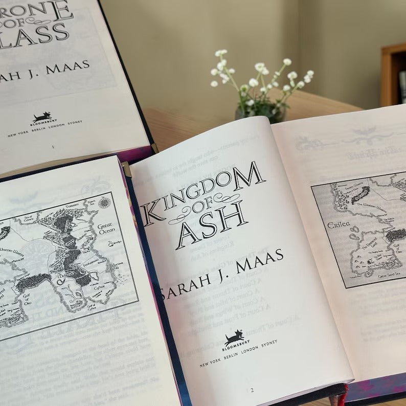 Throne of Glass 8 Book Set, Handmade Rebound Hardcovers, Illustrated Edges, Fantasy Reader Gift