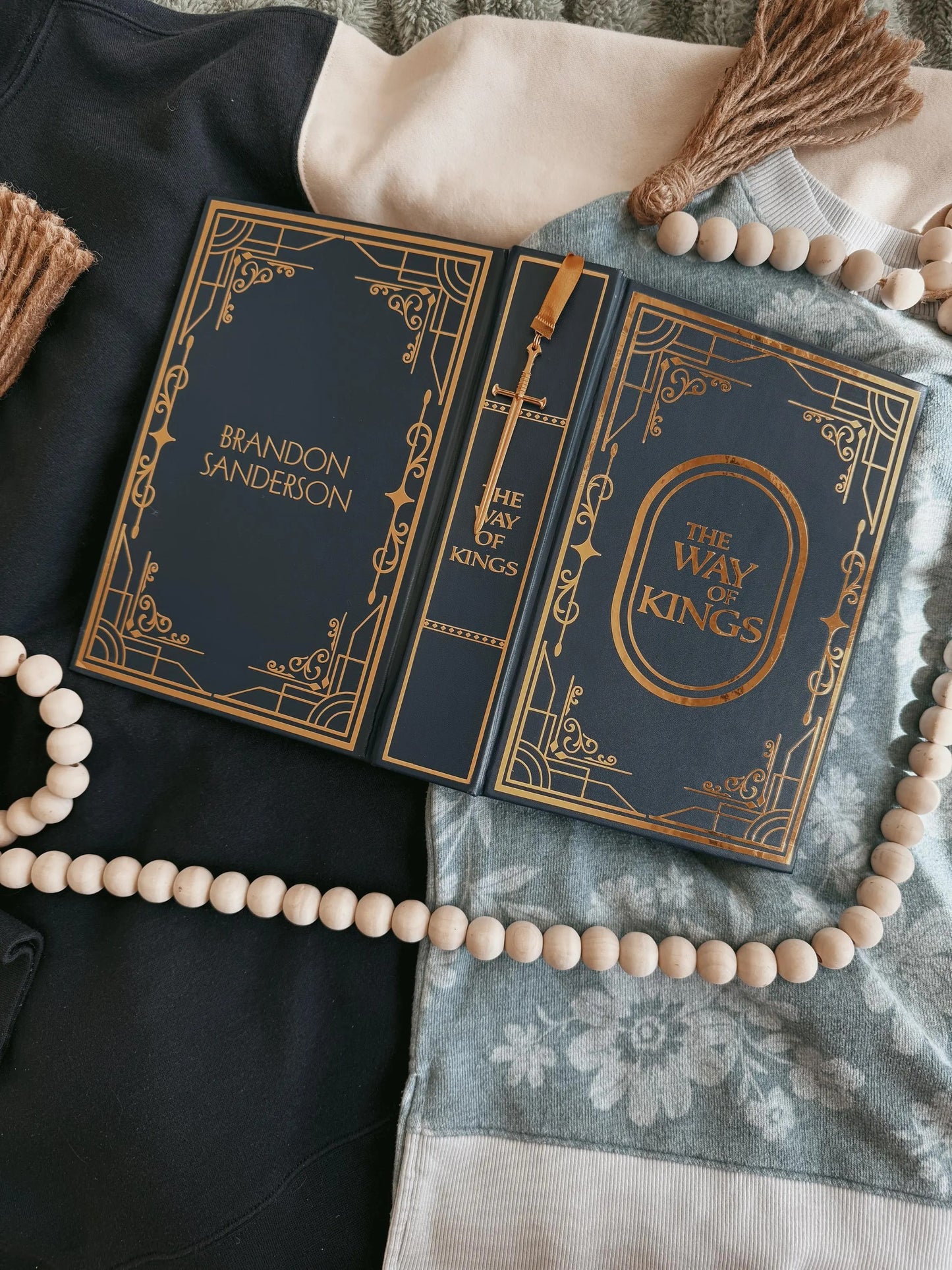 Full 5 Book Set Faux-Leather Stormlight Archive Handmade Rebinds with Gold Foil Detailing