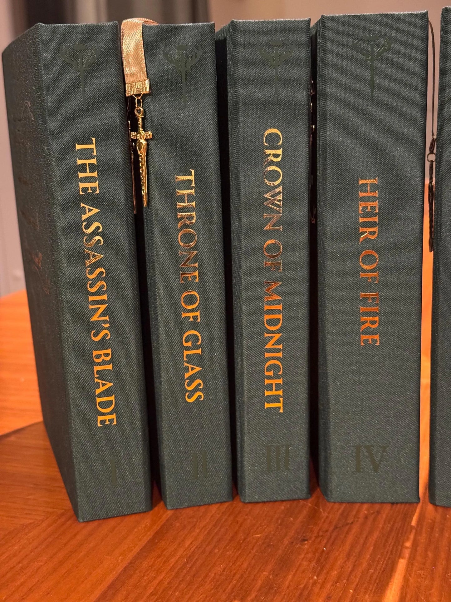 Throne of Glass Full Series Rebound with custom hardcovers and sprayed edges