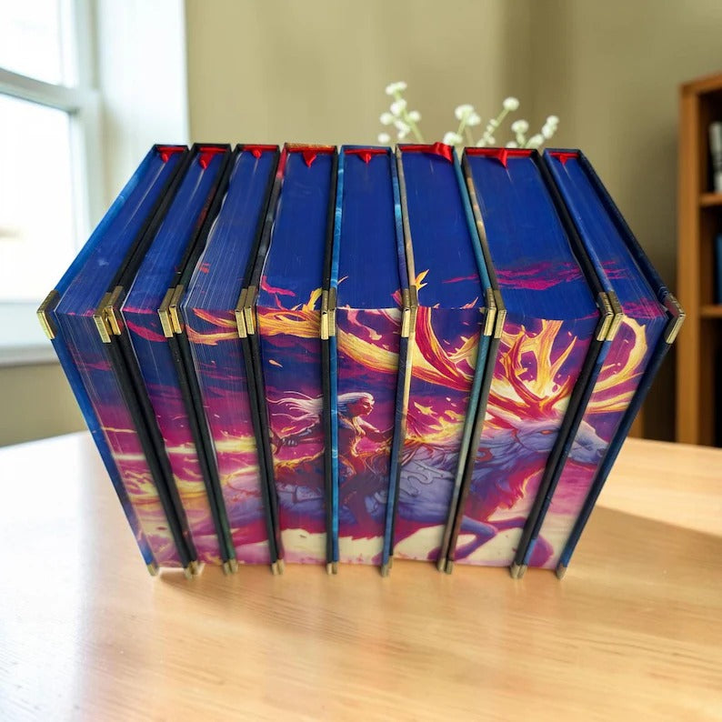 Throne of Glass 8 Book Set, Handmade Rebound Hardcovers, Illustrated Edges, Fantasy Reader Gift