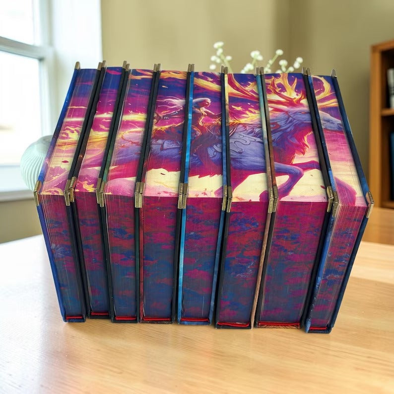 Throne of Glass 8 Book Set, Handmade Rebound Hardcovers, Illustrated Edges, Fantasy Reader Gift